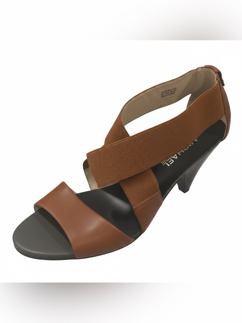 Michael Michael Kors Brown Leather Elastic Strap Sandals